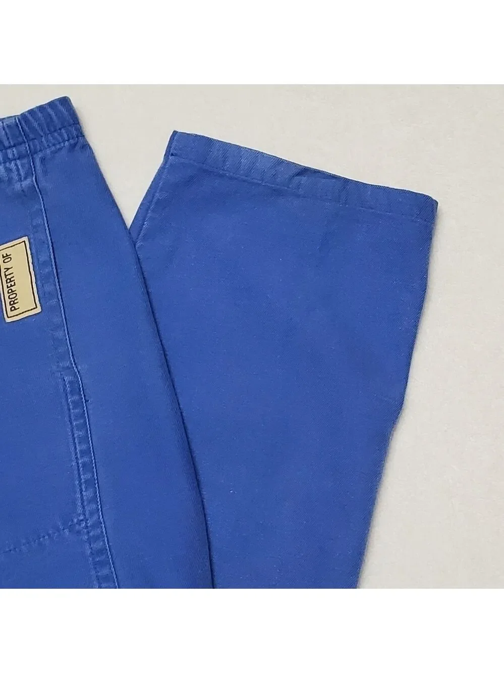 VINTAGE 90s Durable Blue Cotton Mid Rise Tie-Waist Straight Tapered Leg Pants 30